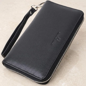 Клатч унисекс на одно отделение из натуральной кожи ST Leather большого размера черного цвета для документов и карт (bg226fash97)