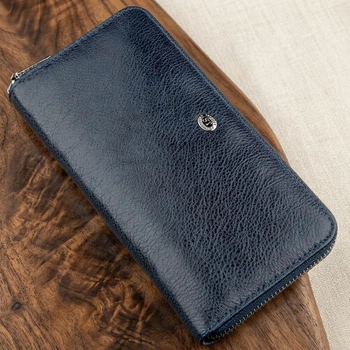 Вертикальный женский кошелек-клатч ST Leather из натуральной кожи синий (bg188fash64)