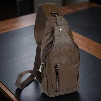 Чоловічі шкіряні сумки через плече Vintage коричневого кольору для подорожей (bg143fash90)