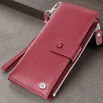 Вертикальный женский кошелек-клатч из натуральной кожи ST Leather бордового цвета для карт и документов (bg225fash35)