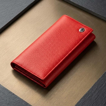 Женский кошелек ST Leather из натуральной кожи для прав с застежкой кнопка цвет красный (bg188fash58)