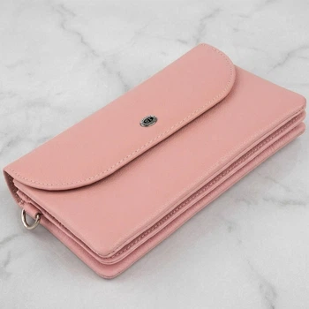 Большой женский клатч из натуральной кожи ST Leather розового цвета для документов (bg193fash23)