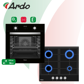 Комплект Духова шафа електрична Ardo ABO27EB4 + Варильна поверхня газова Ardo AGH64GTCB4
