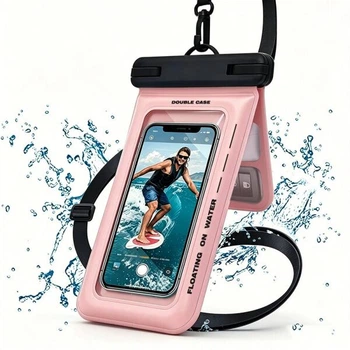 Влагозащитный чехол Deexe Aqua Shield для смартфонов диагональю до 7.5 дюймов - Pink