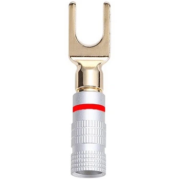 Акустический разъем штекер лопатка вилка Spade Plug Silver/Red ring (48988)