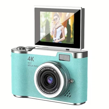 Цифровая камера OURLIFE 4K с поворотным экраном, CCD-сенсором, USB-зарядкой и 8x цифровым зумом, зелёная
