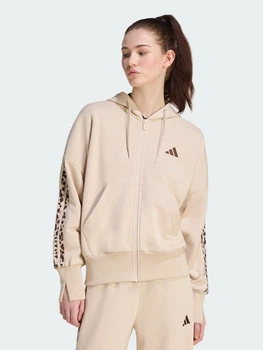 Толстовка на блискавці з капюшоном жіноча Adidas W Aop 3S Ft Fz KH1547 M Crystal Linen (4069993191801)