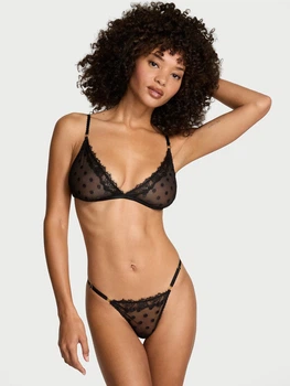 Комплект белья Victoria's Secret бралетт триангл и трусики стринги 1159865456 (Черный XXL)