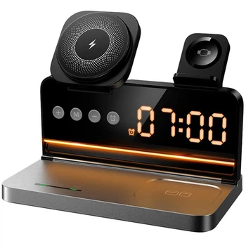 БЗУ Hoco DWQ03 North 4in1 with alarm clock Black
