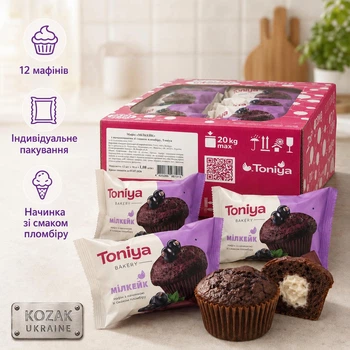 Мафіни Toniya Bakery Мілкейк з начинкою зі смаком пломбіру 12 шт / 1.08 кг
