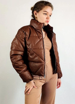 Куртка зі штучної шкіри 40, коричневый (700957-4)