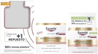 Zestaw do pielęgnacji twarzy Eucerin Hyaluron-Filler + Elasticity Rose Krem na dzień SPF30 50 ml + Wymienny wkład 50 ml (4005800386336)