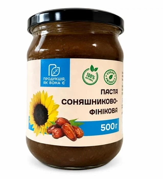 Урбеч (паста кремовая) из семечек подсолнуха с финиковым сиропом 500 г