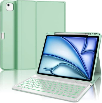 Чехол-клавиатура IVEOPPE iPad Air 13 M4 мятный QWERTZ подсветка