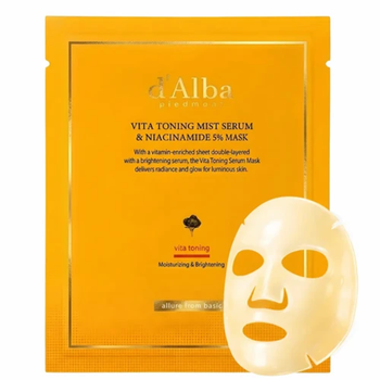 Сыворотка-маска D'ALBA Vita Toning Mist Serum & Niacinamide 5% Mask тонизирующая с ниацинамидом 5% 28 г
