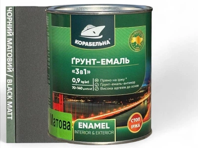 Грунт-эмаль 3 в 1 Корабельная 0,9 кг черная (матовая)