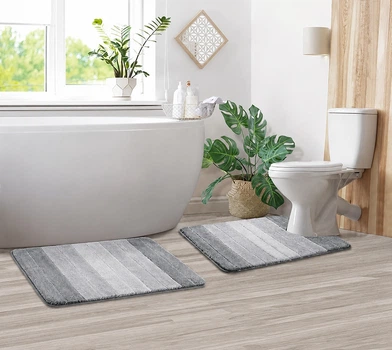 Набор ковриков для ванной Soft Comfort 2 шт. Микрофибра 60x40 и U-образный 50x40 см, Высокий ворс Антискользящий Серый (7802900)