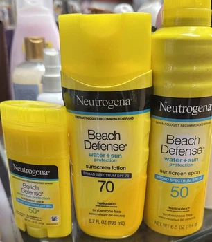 Набір сонцезахисних засобів Neutrogena Beach Defense (стік 42 г + лосьйон 198 мл + спрей 184 г) SPF 50-70