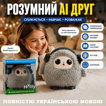 Интерактивная мягкая игрушка с искусственным интеллектом AI Robot на украинском языке Wi-Fi | Голосовое общение, Сказки, Игры, Новости, LED глаза, Умный робот-помощник для детей Holly 19231