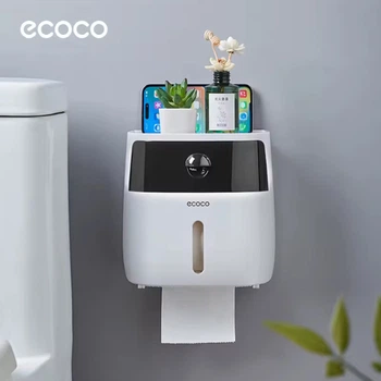 Настінний тримач-підставка для туалетного паперу Ecoco, біло-чорний