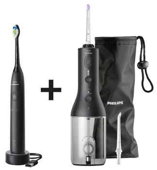 Набір Електрична зубна щітка Philips Sonicare HX7101/01 серії 5300 + Іригатор Philips Sonicare HX3826/33 Power Flosser 3000