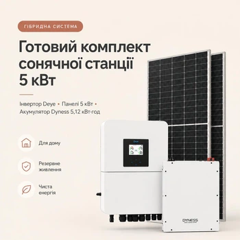 Солнечная электростанция «под ключ» мощностью 5 кВт — инвертор Deye, аккумулятор Dyness LiFePO4 и панели мощностью 5 кВт