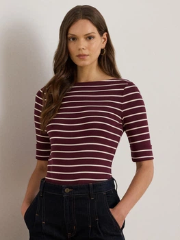 Футболка хлопковая женская Ralph Lauren 90445208 XL Бордовая с принтом (1159864872)