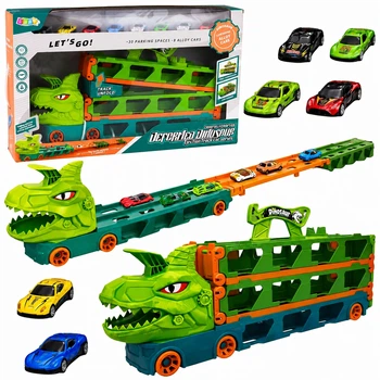 Дитяча вантажівка трек Leantoys Динозавр T-Rex 4 в 1 з пусковою установкою та 8 машинками (29065) (5905991090571)