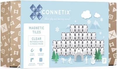 Магнітний конструктор Connetix Clear Rectangle Pack 12 елементів CT-C-00012-RE (0850036293309)