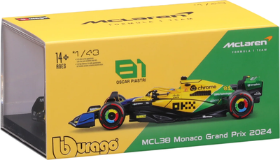 Metalowy model samochodu Bburago Monaco GP 2024 Senna 30th Anniversary McLaren MCL38 #81 Oscar Piastri 18-38215_SENNA_81 (4893993018963)