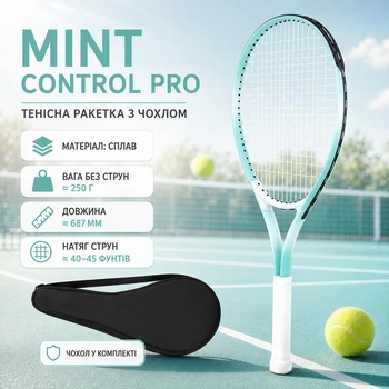 Теннисная ракетка Control Pro 687 мм 250 г 100 дюймов² с чехлом Мятно-белая
