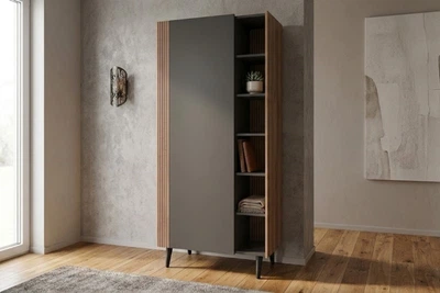 Шкаф книжный Mebex TANGO Серый графит/Канелла Страта