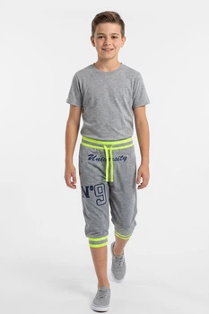 Бриджі підліткові для хлопчика сірого кольору з принтом Fashion зріст, см 164 (215854)