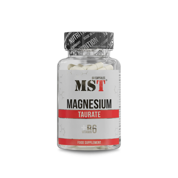 Магній таурат MST Magnesium Taurate + Vitamin B6 60 капсул, тауринат магнію з B6