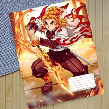 Тетрадь Клинок рассекающий демонов Kimetsu no Yaiba на скобе 18 листов линия (32491)