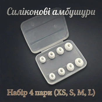 Силіконові амбушури для AirPods Pro вакуумні насадки для навушників Ear Tips White 4 пари XS S M L