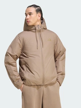 Куртка демисезонная с капюшоном мужская Adidas Essentials Climawarm 3-Stripes Insulated KF2685 XL Khaki Six (4068804718633)