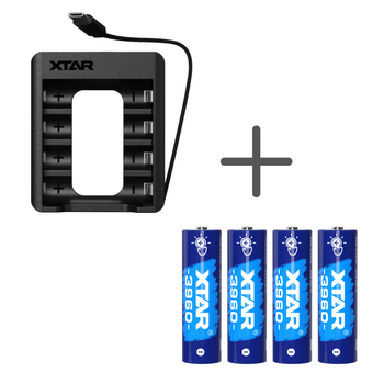 Акумуляторна батарея AA XTAR Blue PRO Touch 1.5V Li-ion 2500mAh 4шт. в комплекті із зарядним пристроєм XTAR C4-AA