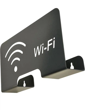 Подставка для роутера Wi-Fi чёрная вертикальная металлическая, короб настенный держатель маршрутизатора на стену, универсальная полка под роутер WiFi 275х150х55 мм крепление органайзер под вайфай свич модем