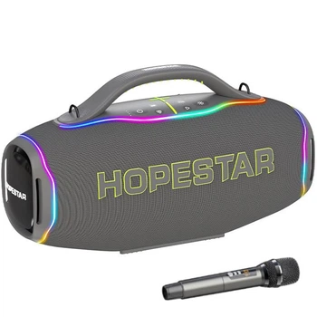 Колонка Bluetooth HOPESTAR A90 Wireless Bluetooth Speaker 700W/AI/TWS/IPX6/AC/RGB/36000mAh портативна з підсвіткою + 1 мікрофон Сірий