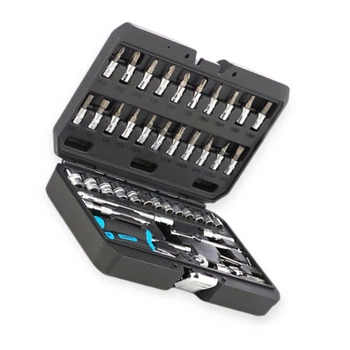 Набор инструмента 1/4" 46 шт, 4-14 мм с трещ., удленит., кардан, отв.-вороток, биты APRO