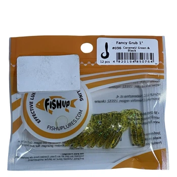 Силіконова приманка FishUp Fancy Grub 1" (12pcs.), #036 - Caramel/Green & Black,10014108