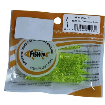 Силіконова приманка FishUp ARW Worm 2" (12pcs.), #026 - Flo Chartreuse/Green,10012119