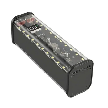 Корпус для повербанка 18650 BQ-S18PD-V1 22.5W на 8 аккумуляторов быстрая зарядка PD/QC, USB-C, MicroUSB, 2xUSB-A с LED фонарем