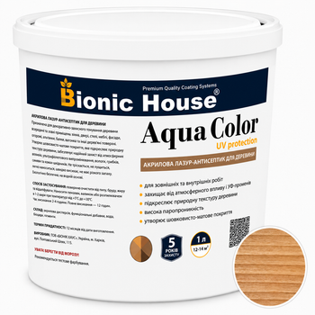 Лазур для дерева Bionic House Aqua Color UV Protect Клен (Marple) 0,8л