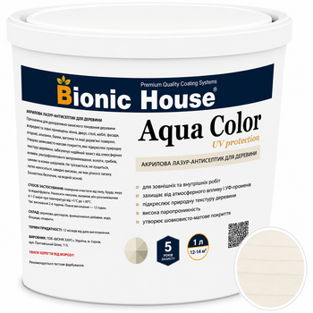 Лазур для дерева Bionic House Aqua Color UV Protect Білий (White) 2,5л