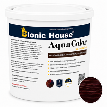 Лазур для дерева Bionic House Aqua Color UV Protect Рожеве дерево (Rosewood) 2,5л