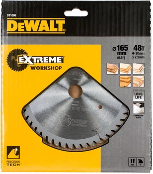 Пиляльний диск DeWalt Extreme Workshop 48T 165 x 20 мм DT1086-QZ (5035048083352)