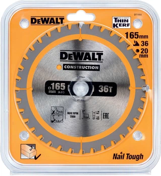 Пиляльний диск DeWalt Construction 40T AC 165 x 20 мм DT1950-QZ (5035048095676)