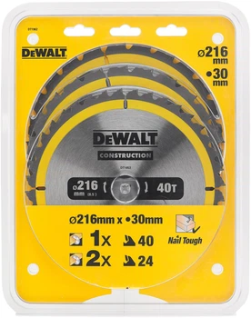 Набір пильних дисків DeWalt Construction 24T/40T 216 x 30 мм 3 шт. DT1962-QZ (5035048095799)